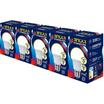 Лампа светодиодная UNIEL LED-A60 10W/WW/E27/FR PLP01WH Набор из 5штук Лампа светодиодная UNIEL LED-A60 10W/WW/E27/FR PLP01WH Набор из 5штук