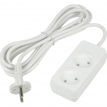 Удлинитель серии UNIEL S-CU2-3 WHITE , шнур 3м., 2 гнезда, 10A, б/з Удлинитель серии UNIEL S-CU2-3 WHITE , шнур 3м., 2 гнезда, 10A, б/з