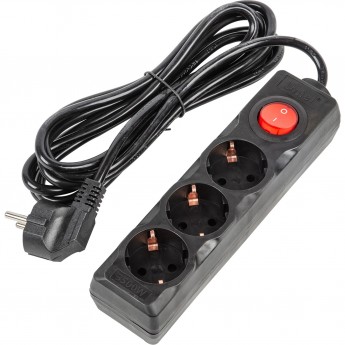Удлинитель UNIEL S-GCU3-3B BLACK серии Ultra, шнур 3м., 3 гнезда, 16A, с/з